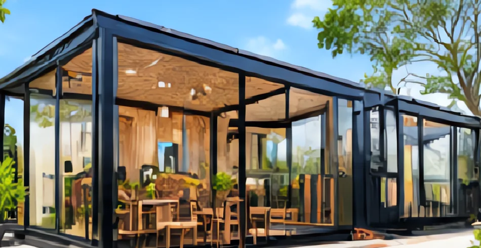 Quán cafe container mặt kính
