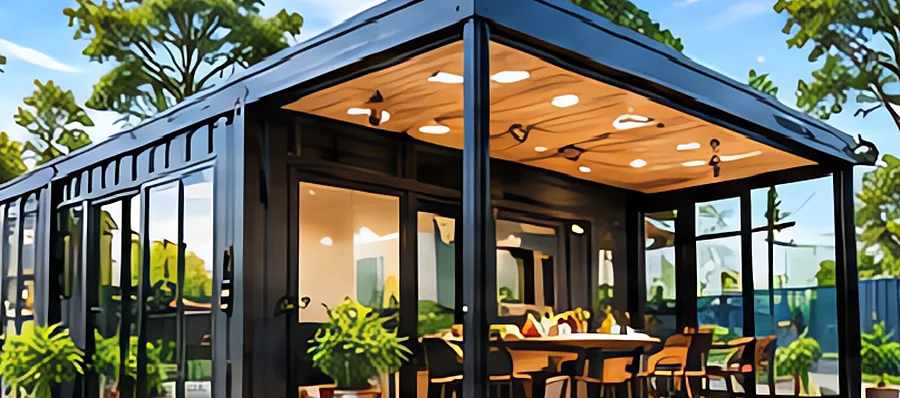 Không gian cafe container sân vườn